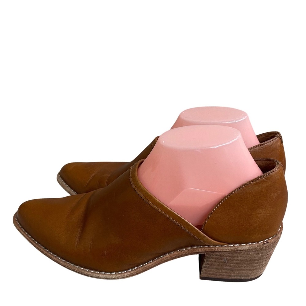 Madewell Brady women's Saddle Brown Leather Pointed Toe Block Heel Shoes Sz 9